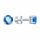 Серьги-пусеты из серебра с голубыми фианитами