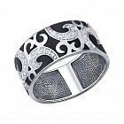 Кольцо из серебра с эмалью с фианитами