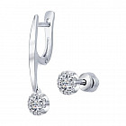 Серьги длинные из серебра с фианитами