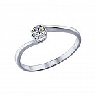 Кольцо помолвочное из серебра с фианитом