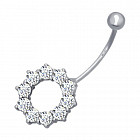 Пирсинг в пупок из серебра с фианитами