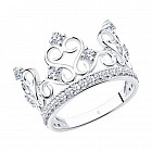 Кольцо из серебра с фианитами «Корона»