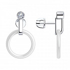 Серьги из серебра с керамическими вставками и фианитами