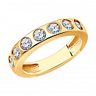 Кольцо из золочёного серебра с фианитами