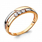 Кольцо из золоченого серебра с фианитами