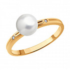 Кольцо из серебра с бриллиантами и жемчугом