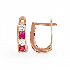 Серьги из золота с рубинами и цирконами