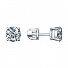 Серьги-пусеты из серебра с фианитами