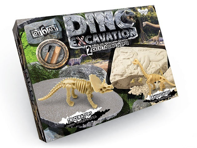 Набор для раскопок «Трицератопс и брахиозавр» | Dino Excavation | Danko Toys