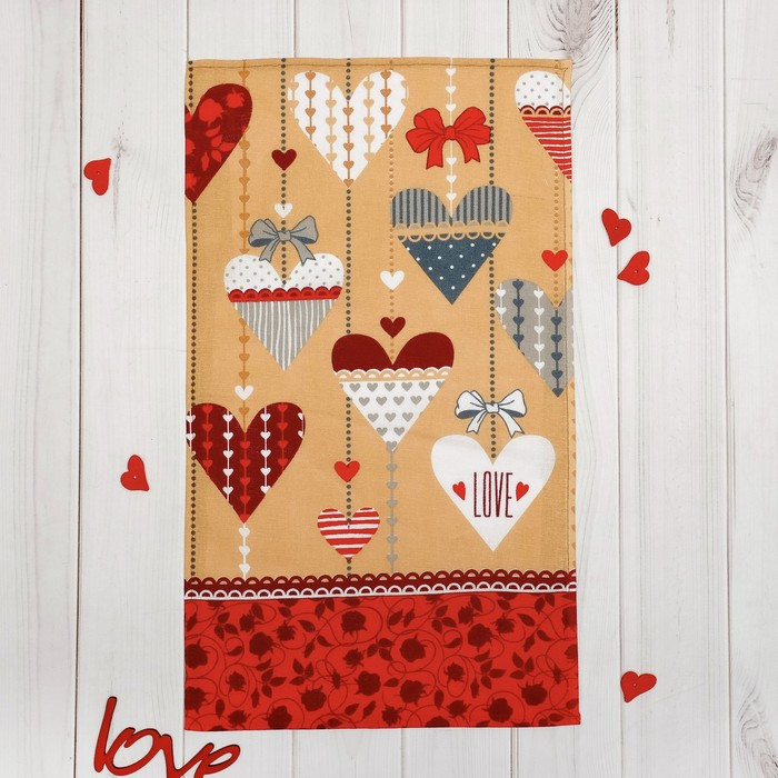 Полотенце «Гирлянда сердечек» (61x35) | Доляна «Love» | Доляна
