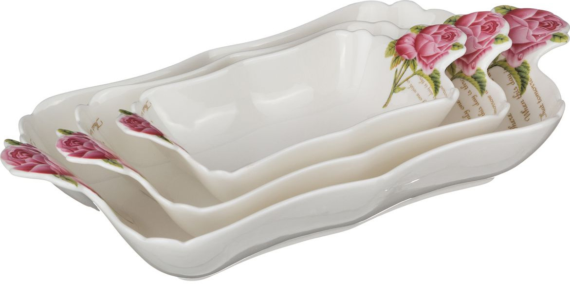 Набор блюд для слоёных салатов (3 штуки) | Нежная роза | Lefard