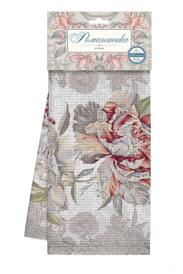 Комплект вафельных полотенец «Душистый пион» (50х70 см, 2 шт) | Душистый пион | Романтика