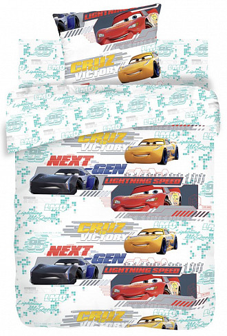 Комплект постельного белья «Тачки» (арт. 8975-1/8976-1, 1,5-спальный, бязь, наволочка 70х70) | Тачки | Непоседа