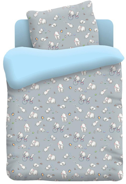 Комплект постельного белья «Слоники» (арт. 8955-1, поплин, 1-спальный, наволочка 40х60) | Непоседа