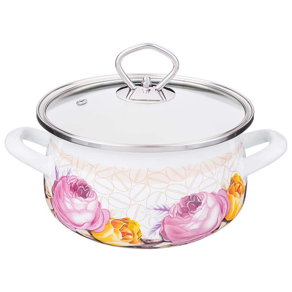 Кастрюля эмалированная со стеклянной крышкой, 2 л | Kochen mit genuss | Agness