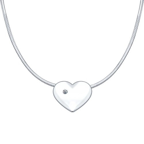 Колье из серебра с бриллиантом «Любовь» | SOKOLOV