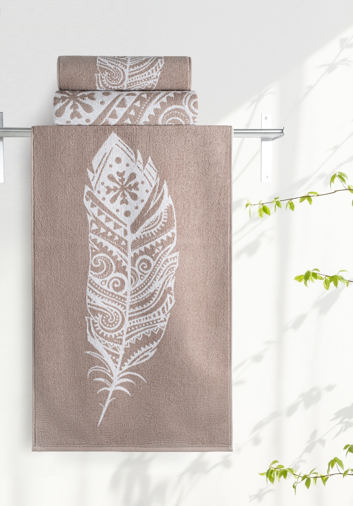 Полотенце махровое (50х90 см, цвет мокко/белый) | Борнео | Aquarelle