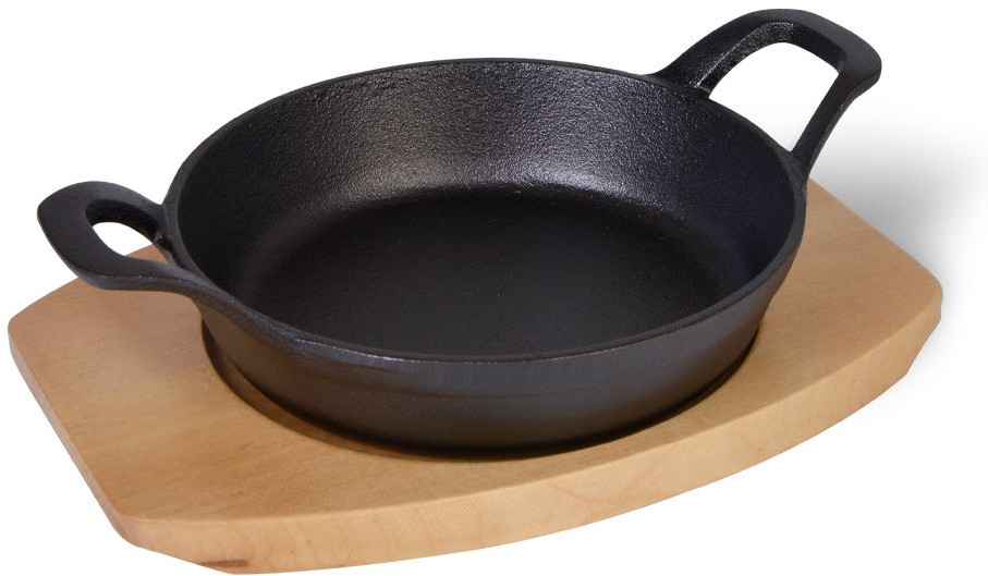 Сковорода чугунная на деревянной подставке | Fissman