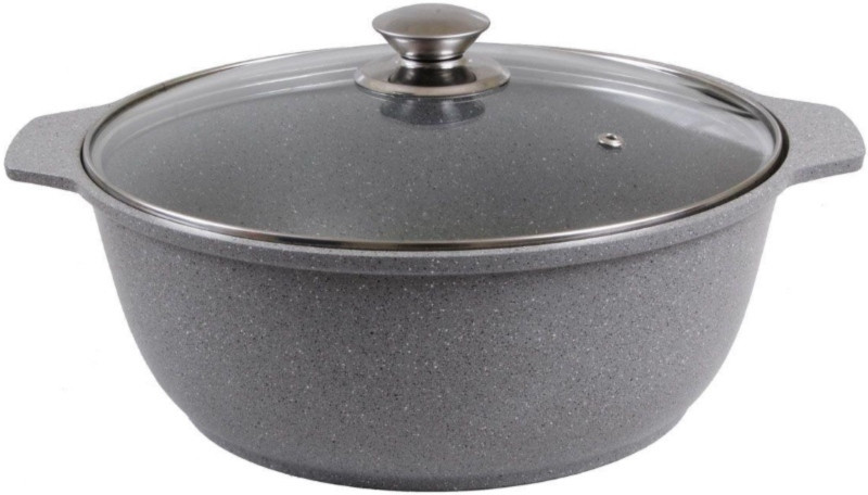 Жаровня литая со стеклянной крышкой | Мрамор | Kukmara