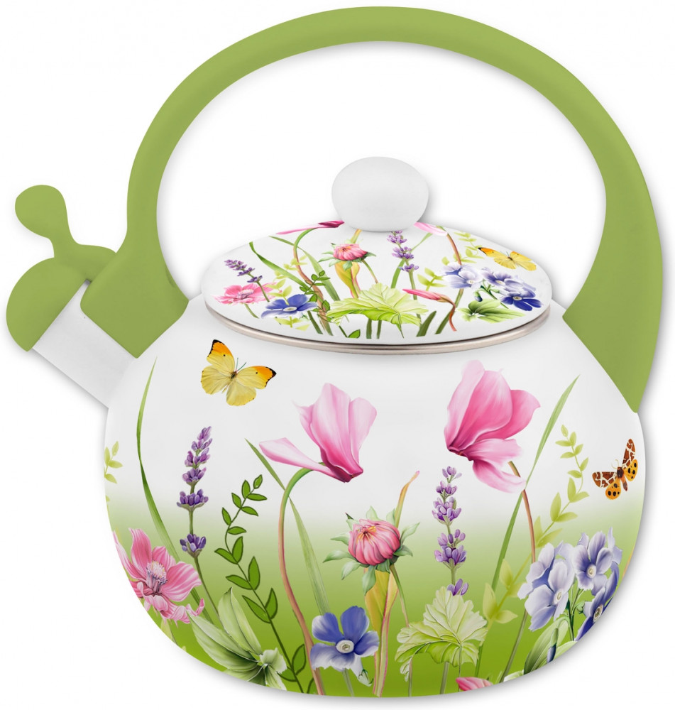 Чайник эмалированный «Примавера» (2 л), с пластиковой ручкой и со свистком | Примавера | Appetite