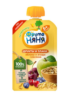 Пюре «Яблоко, персик со злаками» | ФрутоНяня