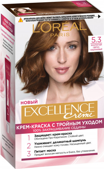 Крем-краска для волос cтойкая «Excellence», оттенок 5.3 Светло-каштановый золотистый