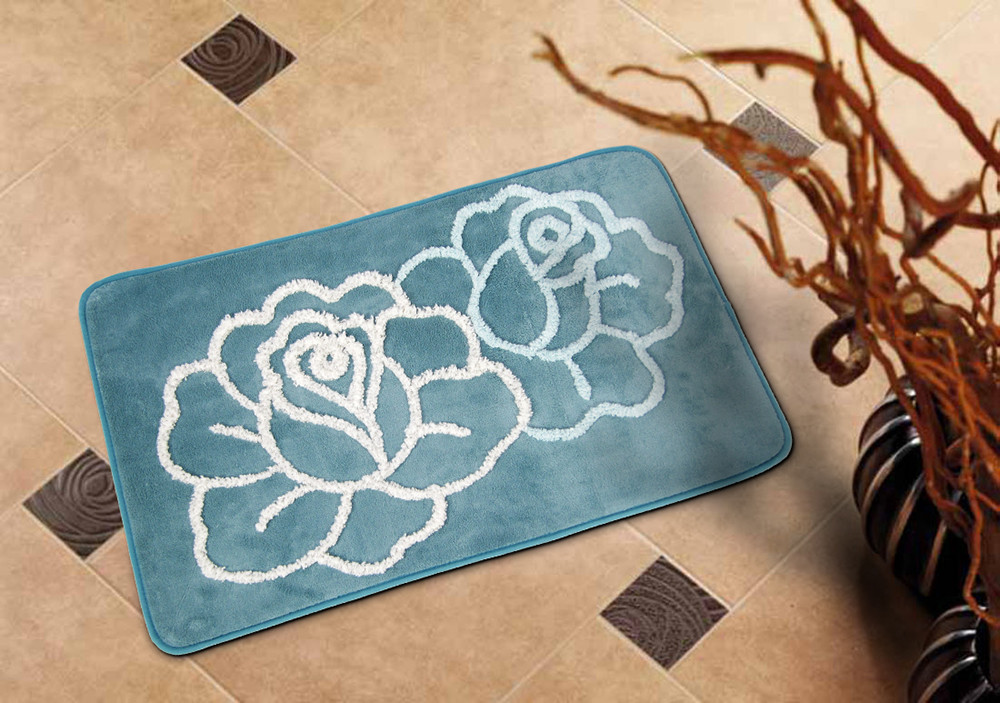 Коврик для ванной (50х80 см, полиэстер) | Две розы 3D | Tango