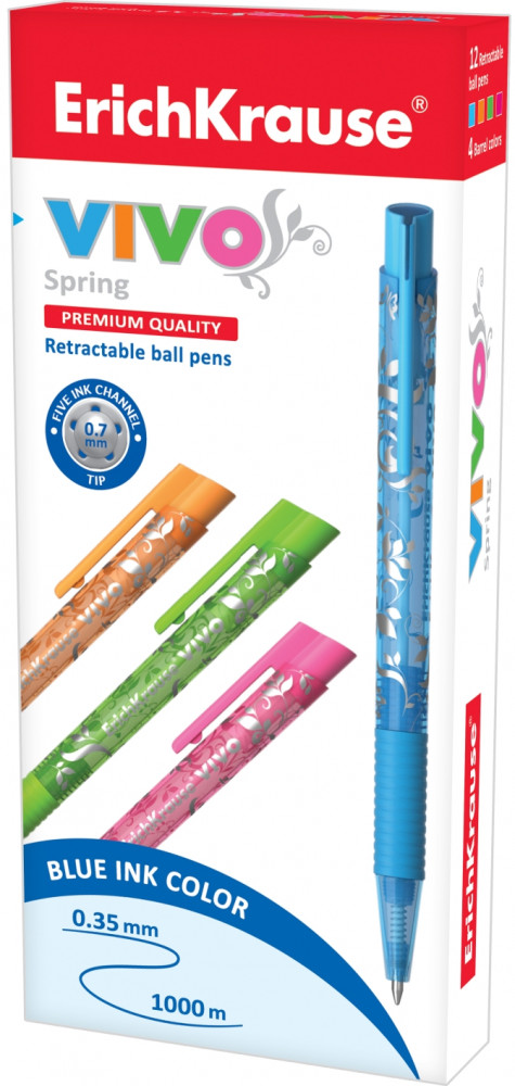 Ручка шариковая автоматическая VIVO Spring (синий) | VIVO | Erich Krause