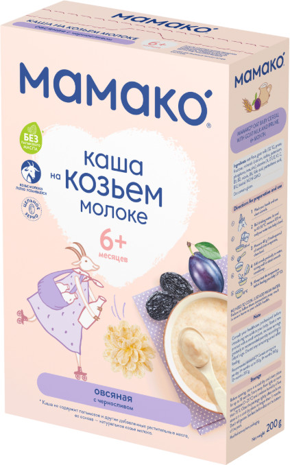 Каша на козьем молоке «Овсяная с черносливом» | Мамако