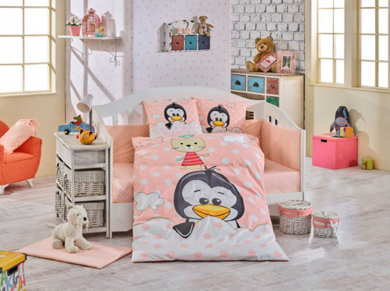 Комплект постельного белья для детской кроватки «Penguin» (арт. 1501001717, поплин), персиковый
