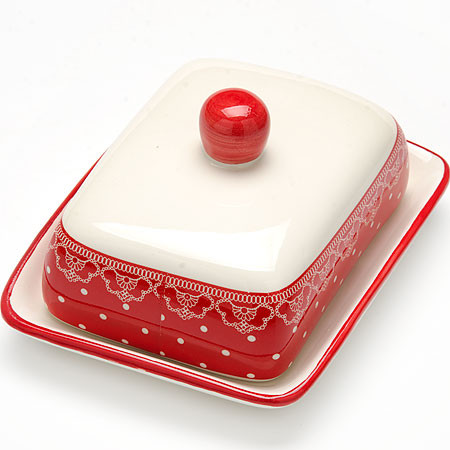 Масленка с крышкой «Белый горох» | Белый горох | Loraine