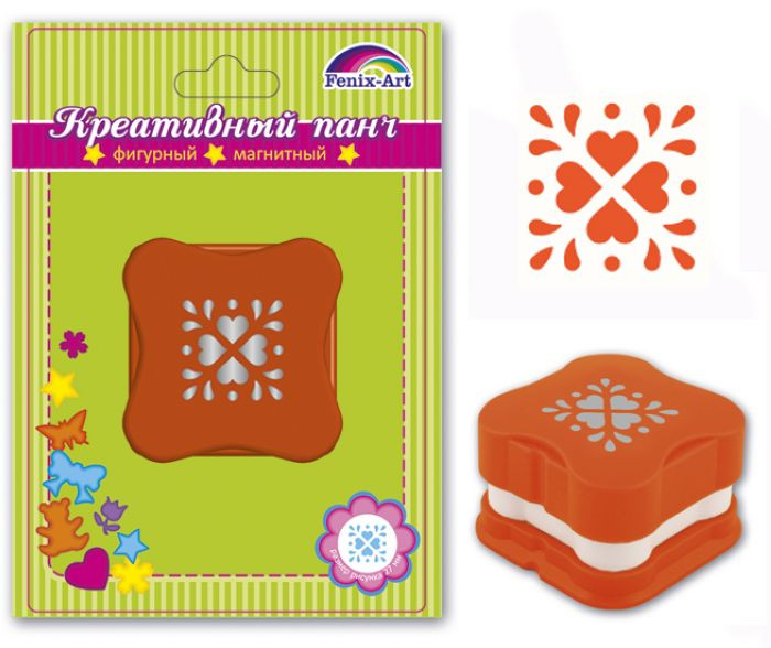 Панч-дырокол магнитный «ОРНАМЕНТ» (27х27 мм) | Феникс +