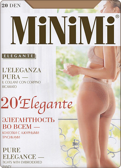 Колготки с ажурными трусиками «Elegante 20» (nero, 20 DEN) | Elegante | MINIMI