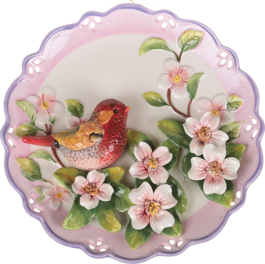 Тарелка декоративная «Птица» (диаметр 20 см) | Ручная роспись | Lefard