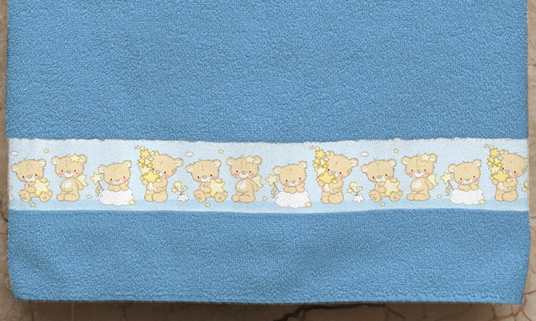 Полотенце махровое (размер 70х140 см), цвет синий | Мишки и звезды | НордТекс