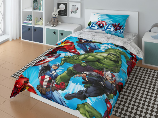 Детский комплект постельного белья «Marvel» (арт.20050+8380/1, 1,5-спальный, поплин, 1 наволочка 70х70)