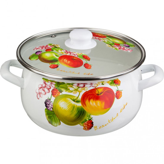 Кастрюля эмалированная со стеклянной крышкой (2,7 л)