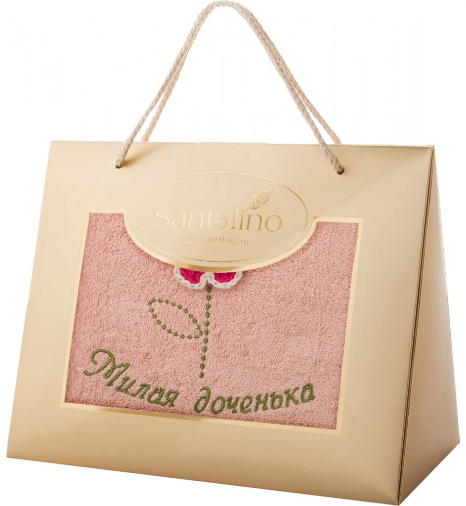 Полотенце махровое «Милая доченька» (розовое, 50х90 см) | Santalino