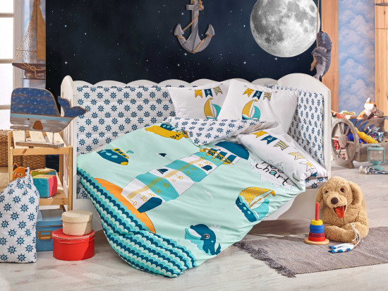 Комплект постельного белья «Baby Sailor» (минт, поплин)