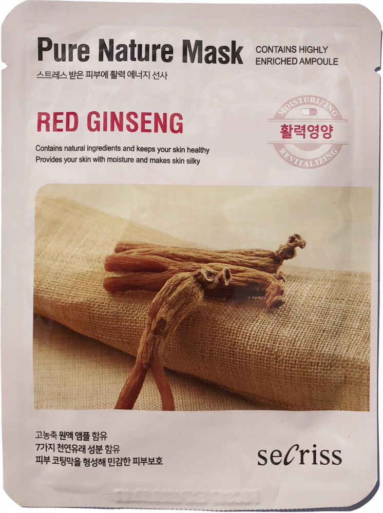 Маска для лица тканевая с экстрактом красного женьшеня «Pure Nature» | Anskin