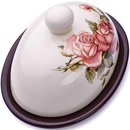 Масленка с крышкой | Розы Арт | Loraine