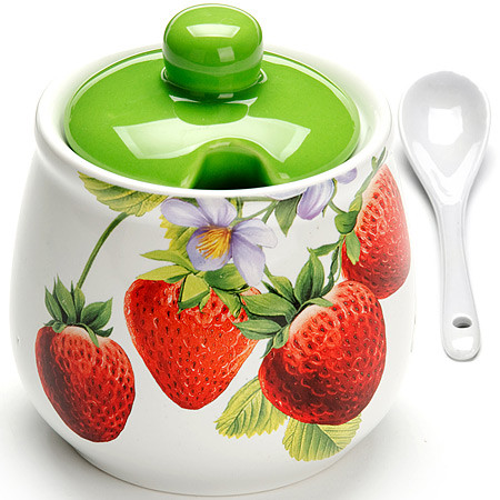 Сахарница с ложкой и крышкой (380 мл) | Клубника | Loraine