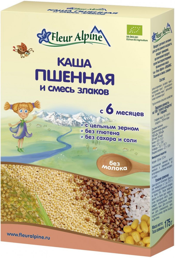 Каша «Пшенная и смесь злаков» | Безмолочная | Fleur Alpine