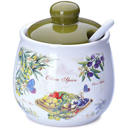 Сахарница с ложкой и крышкой (380 мл) | Олива | Loraine