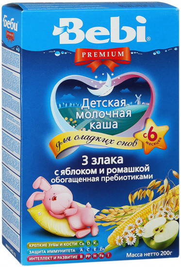 Каша молочная «3 злака с яблоком и ромашкой с пребиотиками»