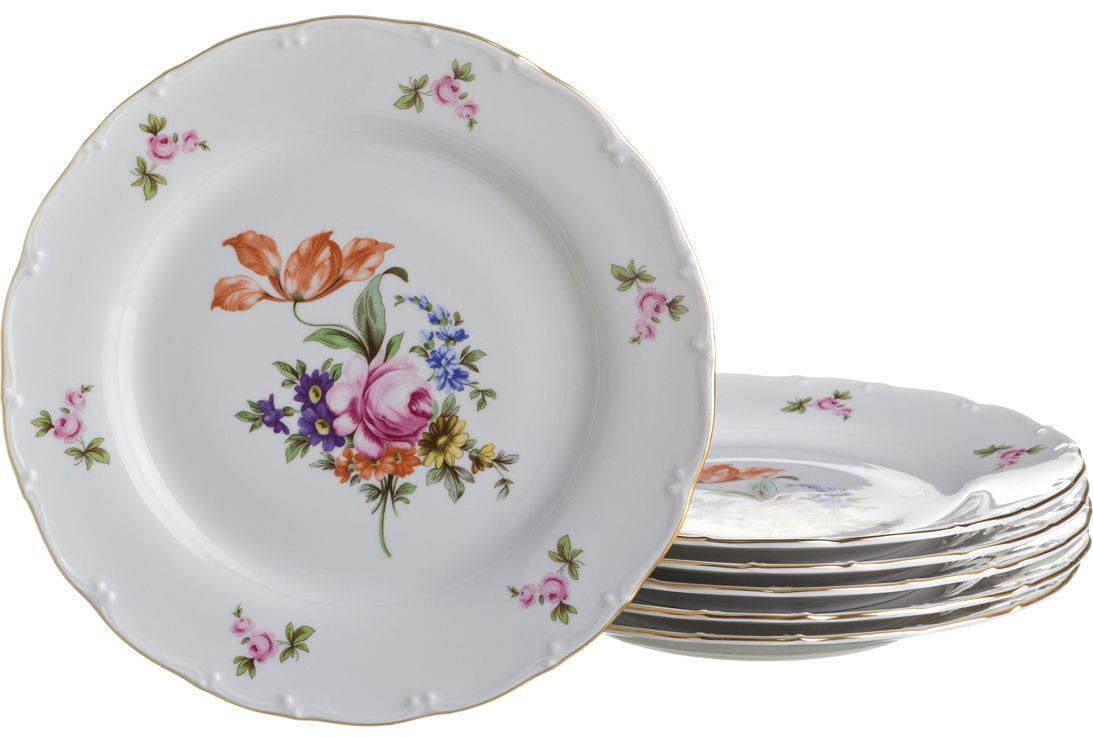 Набор тарелок «Майсеновский букет» (17 см, 6 шт) | Moritz Zdekauer
