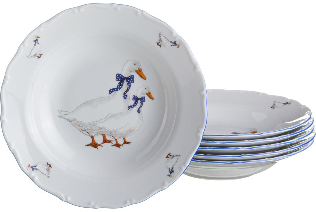 Набор суповых тарелок (23 см, 6 шт) | Гуси | Moritz Zdekauer