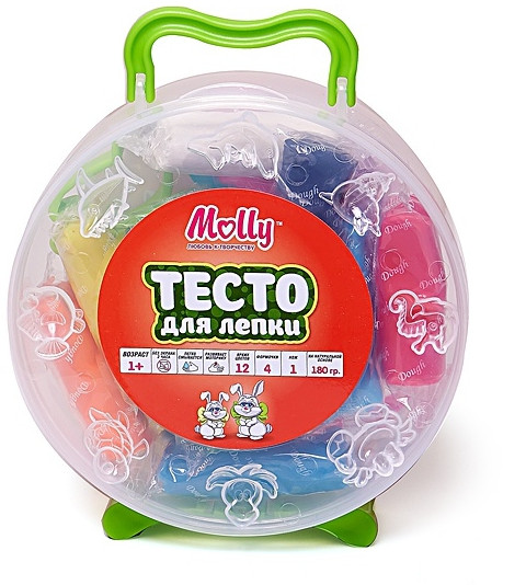 Тесто для лепки (12 цветов, 180 гр) | Тесто для лепки | Molly