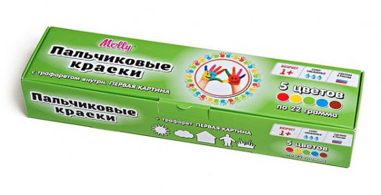 Пальчиковые краски с трафаретом «Первая картина» (5 цветов)
