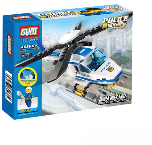 Конструктор «Полицейский вертолет» | Полиция | Gudi